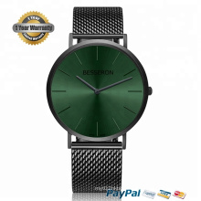 brand oem wrist watch minimalist stainless steel back water resistant watch man woman wristwatch green